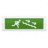 Рубеж ОПОП 1-8 "бегущий человек + лестница вниз вправо", фон зеленый
